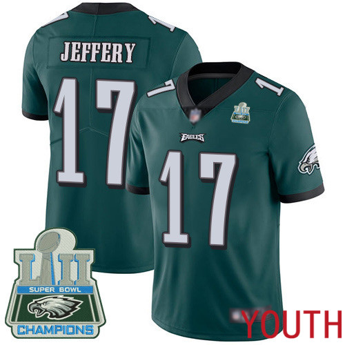 Youth Philadelphia Eagles #17 Alshon Jeffery Midnight Green Team Color Vapor Untouchable NFL Jersey Limited 100th